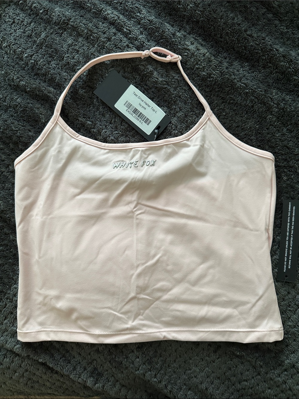 White Fox Pale Pink Cropped Tank Top